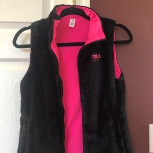 Fila reversible vest-xs-pink and black fuzzy
